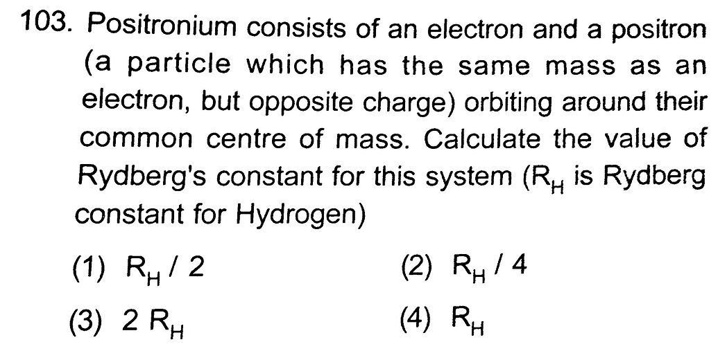 Calculate the value of Rydberg's constant Physical